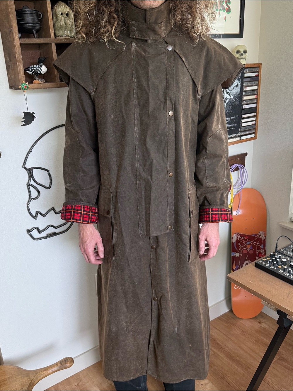 Vintage 80s 90s Brown Waxed Cotton Riding Coat Foxfire Australia ~ Size XL